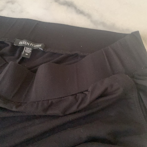 Eileen Fisher Harem Leggings Pants  Black Ribbed Ankles Medium / Large - Picture 3 of 5